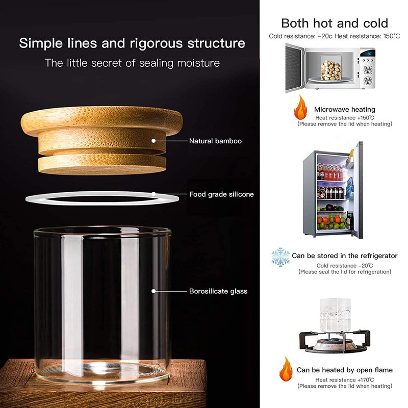 ZPGXLRZ 20 Pcs Glass Spice Jars with Airtight Bamboo Lids  Labels and Pen  2.5oz Mini Clear Food Storage Containers for the Pantry  Kitchen Canisters for Tea  Herbs  Sugar  Salt  Coffee and More - Image 5